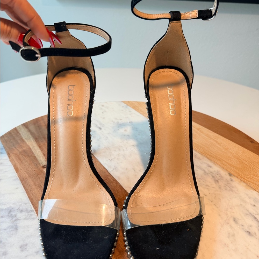 Boohoo Black Heels with Silver Studs - Picture 3 of 5